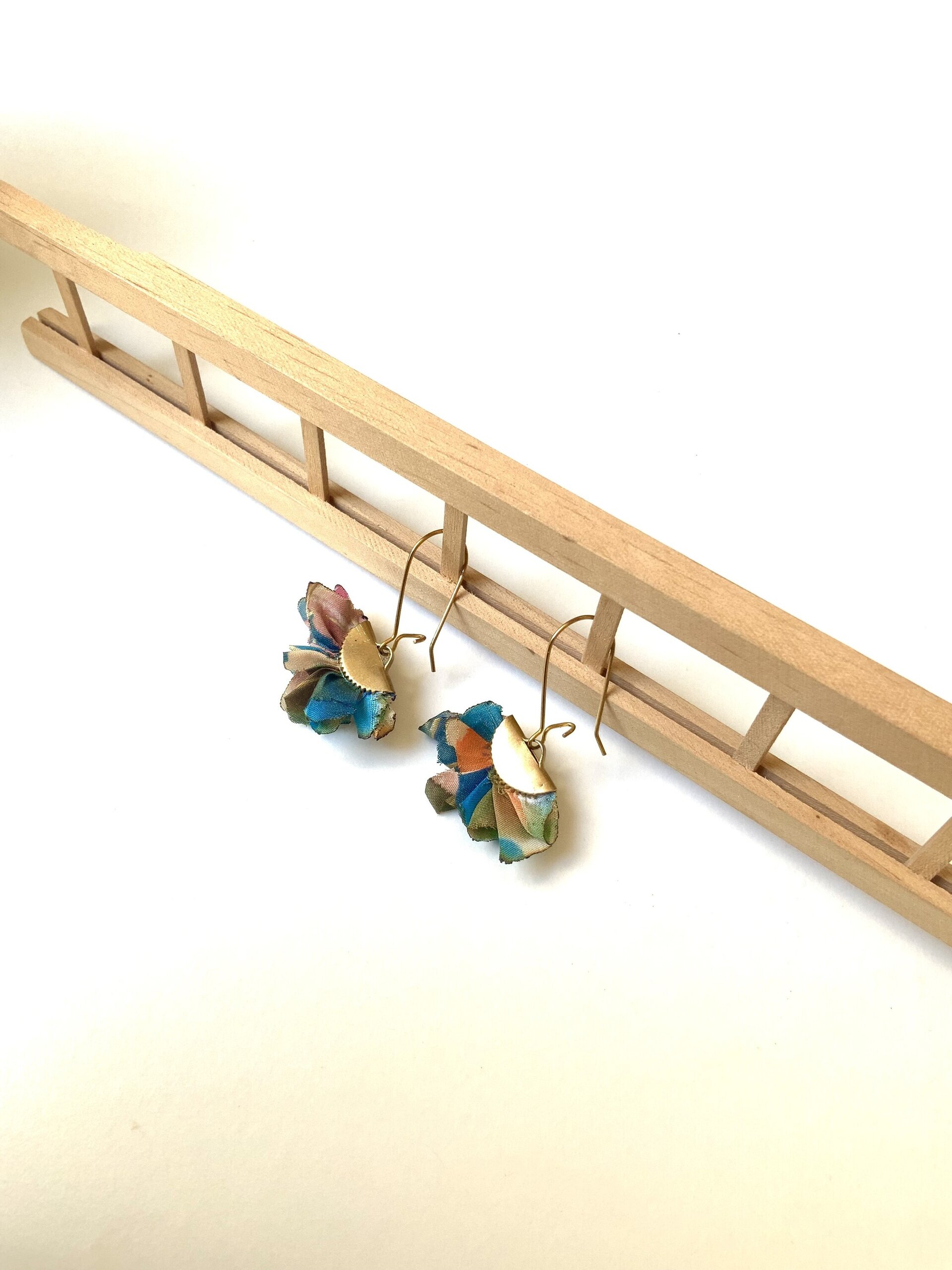 Pendientes hechos a mano seda multicolor - 2