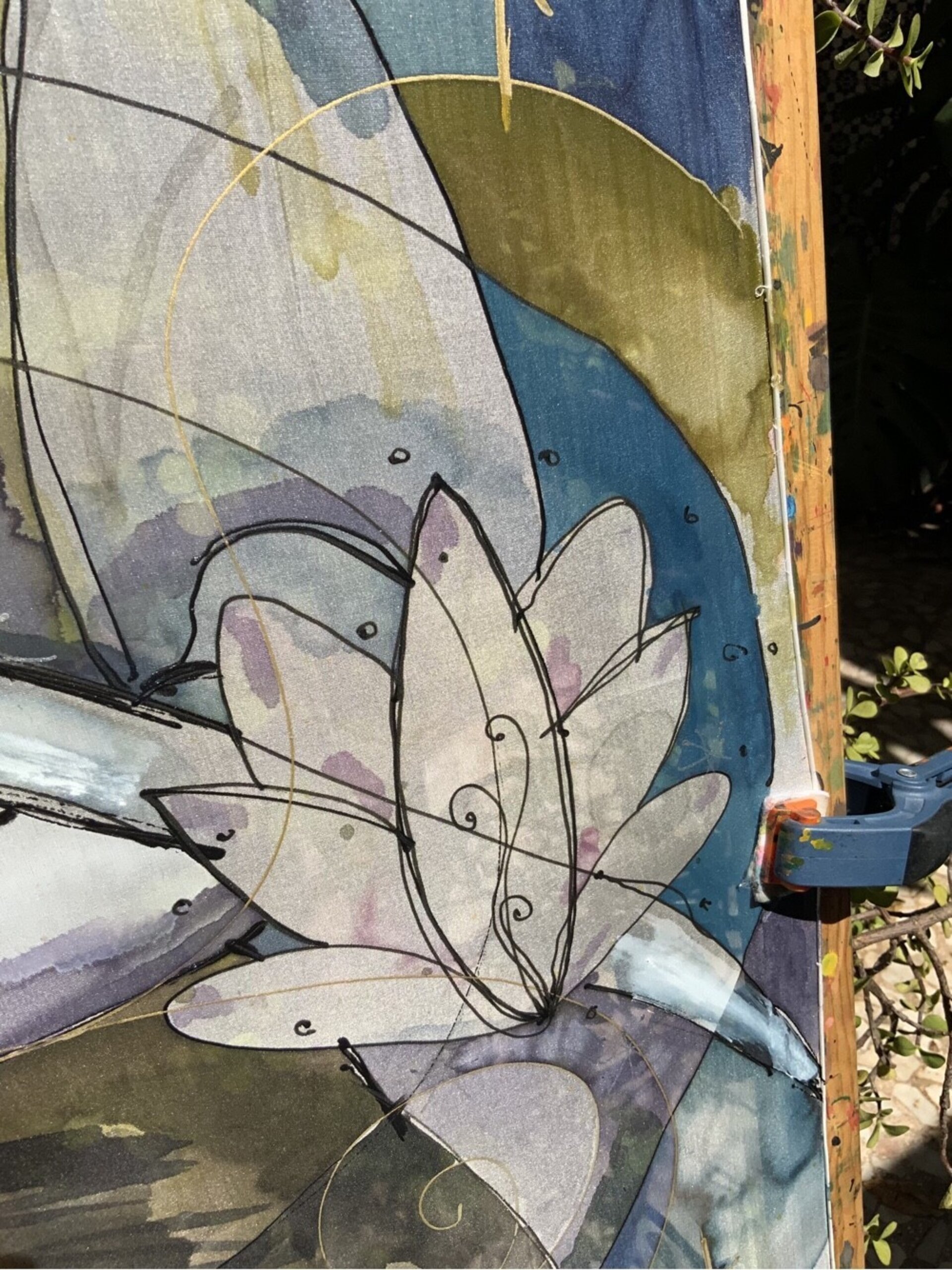 Pañuelo de seda fular artesano azul por encargo - 3