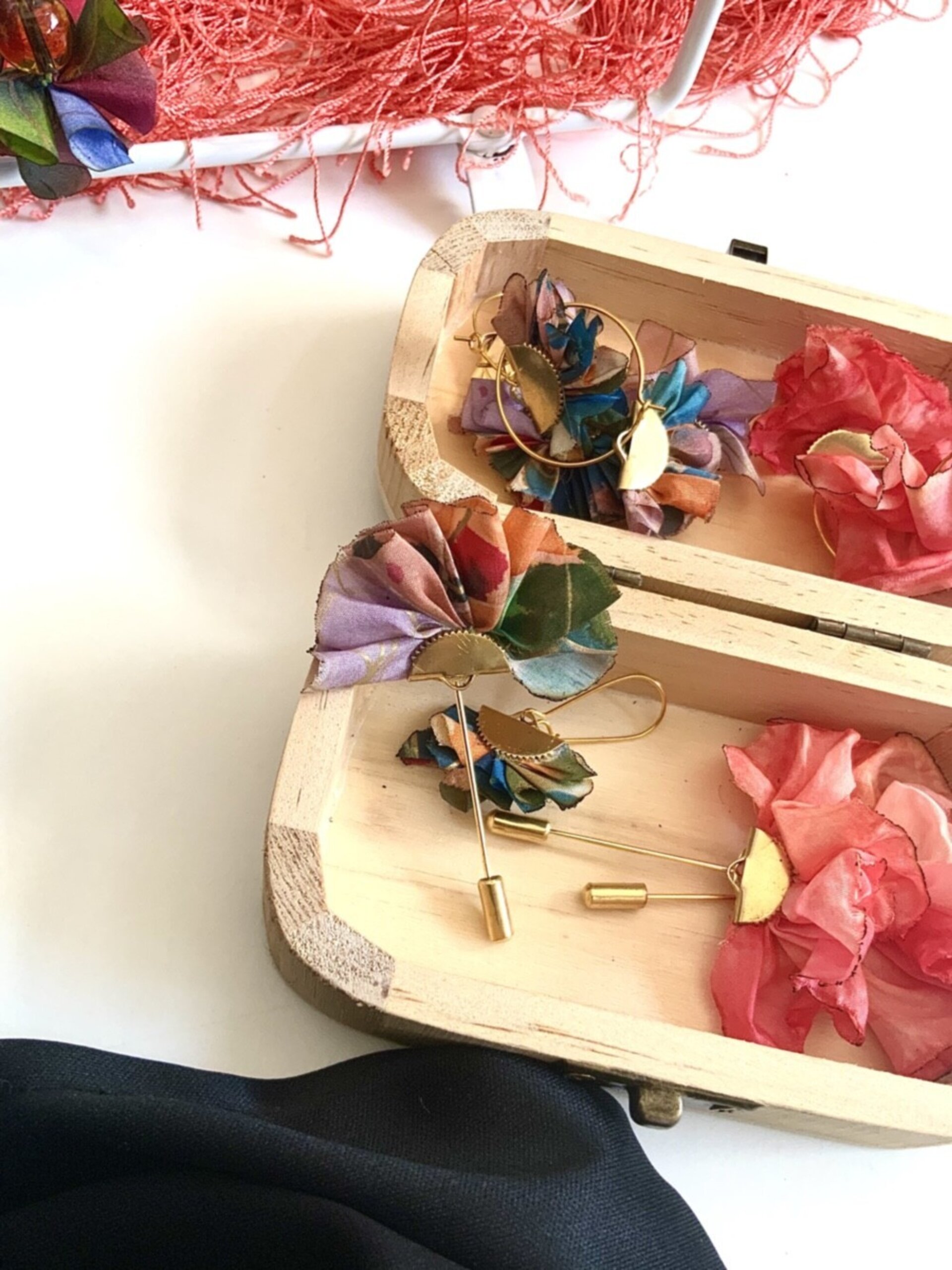 Alfiler broche flor primavera seda - 3