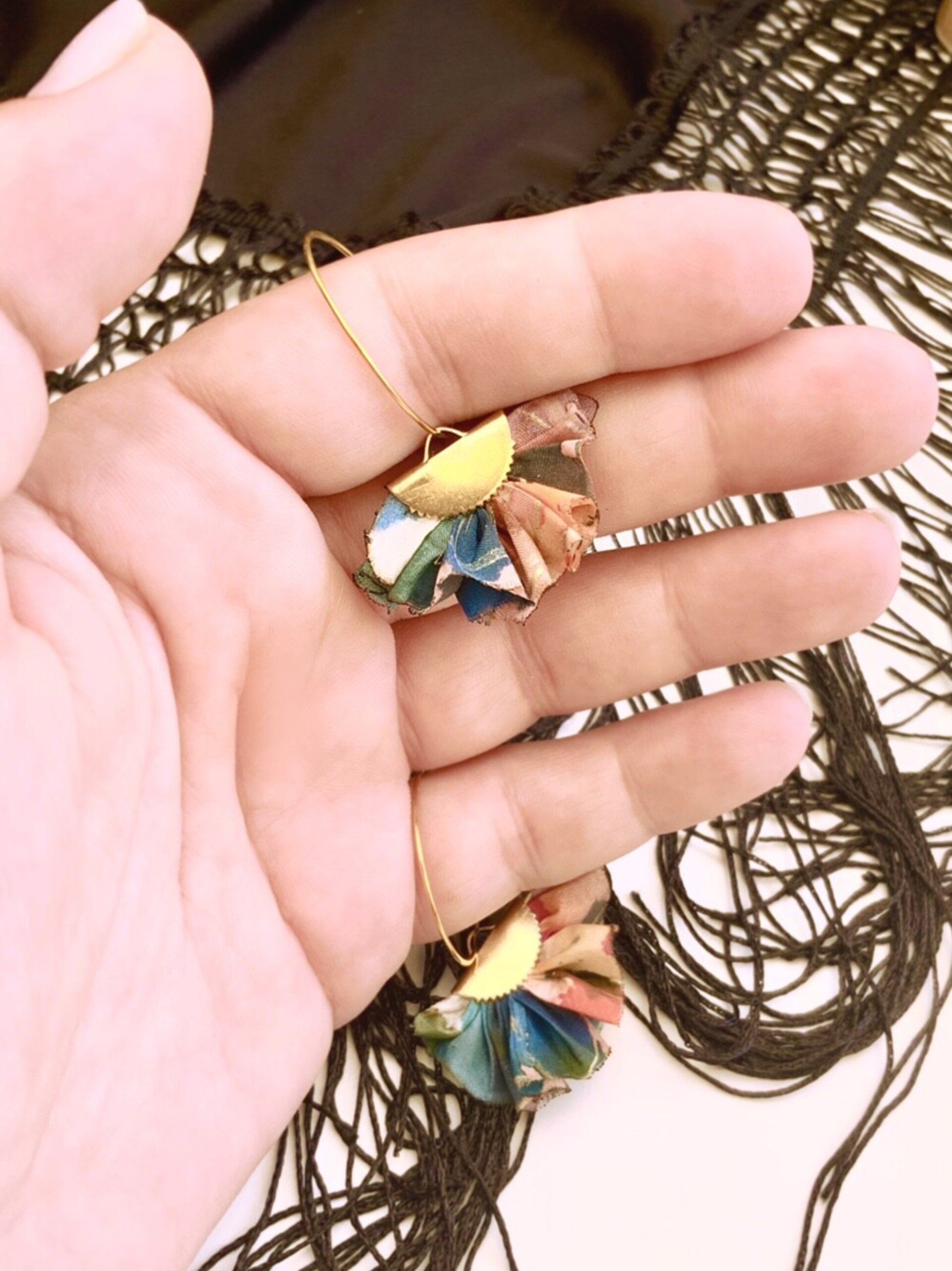 Pendientes seda azul y multicolor fiesta - 2