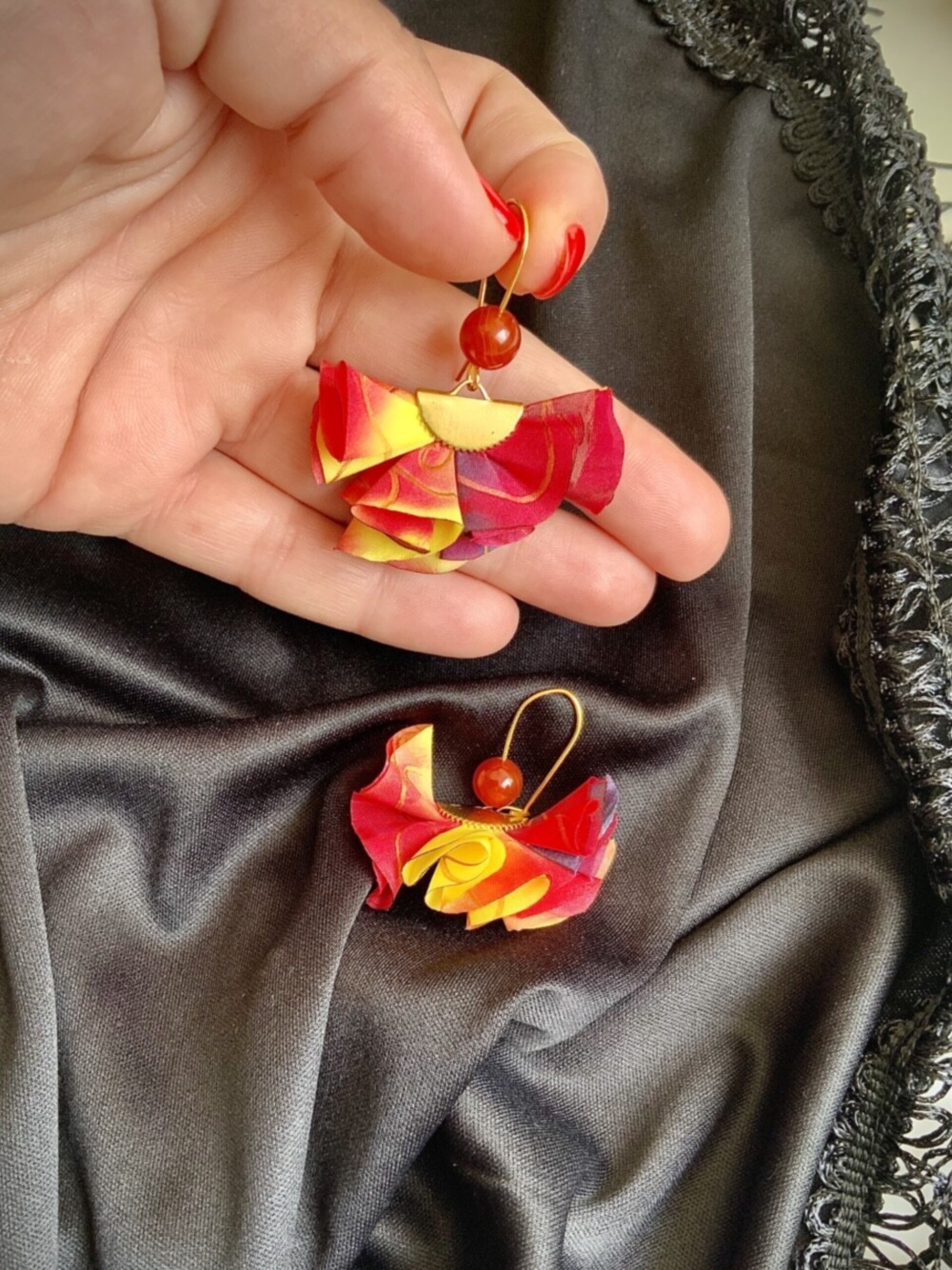Pendientes seda y coralina - 3